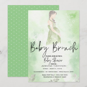 Invitación Sketch Mom Green Baby Brunch Baby Shower