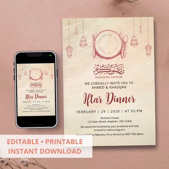 Invitación Sketch Style Ramadan Iftar Dinner Invitation (Subido por el creador)