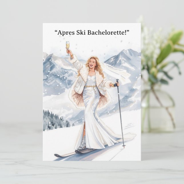 Invitación Ski Bachelorette Weekend Bride on the Slopes (Anverso de pie)