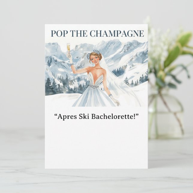 Invitación Ski Bachelorette Weekend Bride on the Slopes (Anverso de pie)