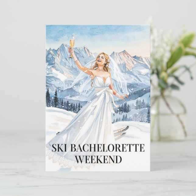 Invitación Ski Bachelorette Weekend Bride on the Slopes (Anverso de pie)