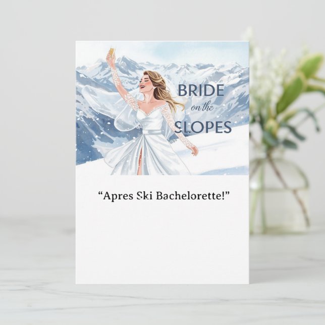 Invitación Ski Bachelorette Weekend Bride on the Slopes (Anverso de pie)