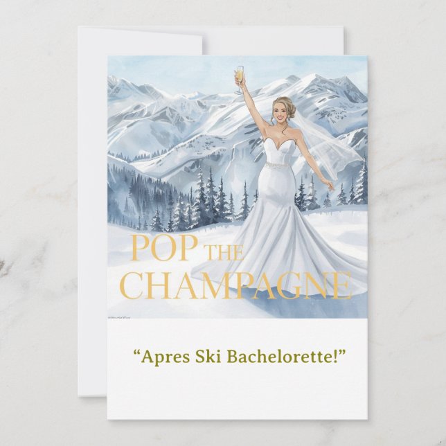 Invitación Ski Bachelorette Weekend Bride on the Slopes (Anverso)
