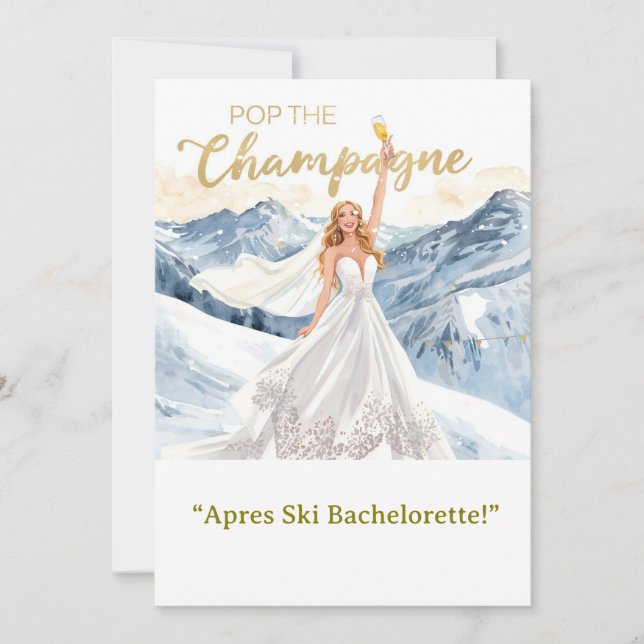 Invitación Ski Bachelorette Weekend Bride on the Slopes (Anverso)