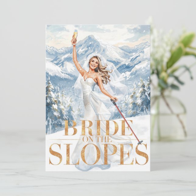 Invitación Ski Bachelorette Weekend Bride on the Slopes (Anverso de pie)
