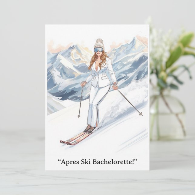 Invitación Ski Bachelorette Weekend Bride on the Slopes (Anverso de pie)