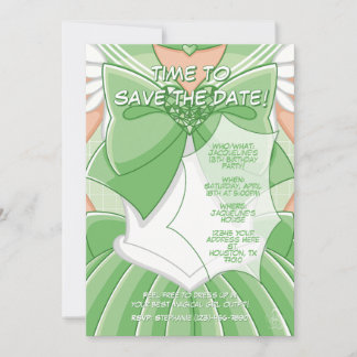Invitación [SKI] Green Magical Girl Birthday Invitation