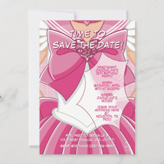 Invitación [SKI] Pink Magical Girl Birthday Invitation