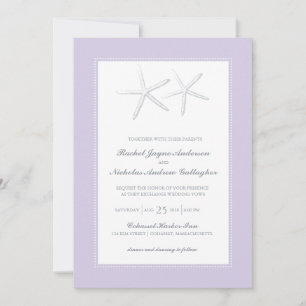 Invitación Skinny Starfish Lilac Gray Boda