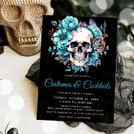 Invitación Skull Adultos Costumes & Cocktail Fiesta Halloween
