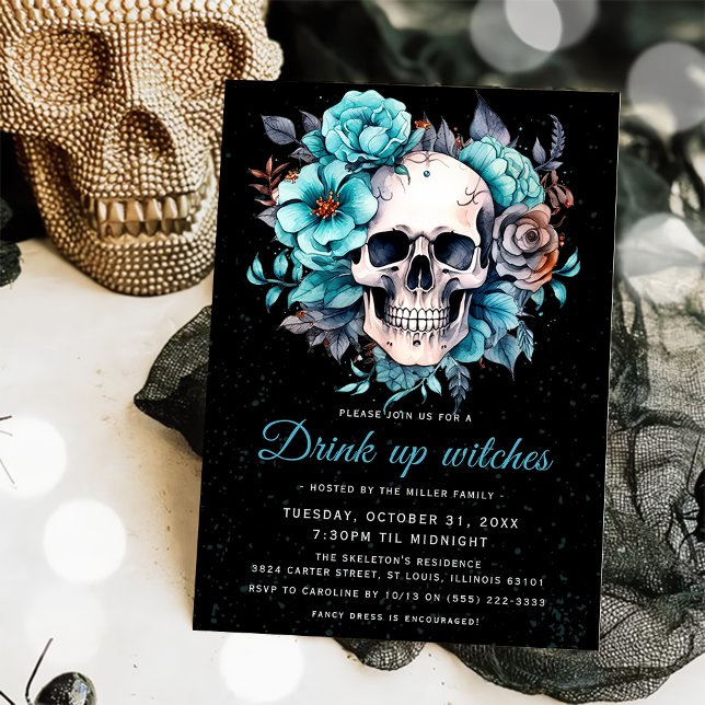 Invitación Skull Adults Bebe Up Muestra la fiesta de Hallowee (Subido por el creador)