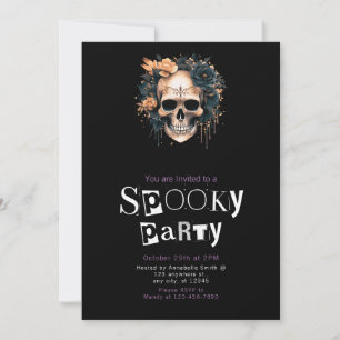 Invitación Skull and Flowe Spooky Halloween Party