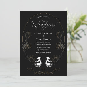 Invitación Skull Floral Black Boda