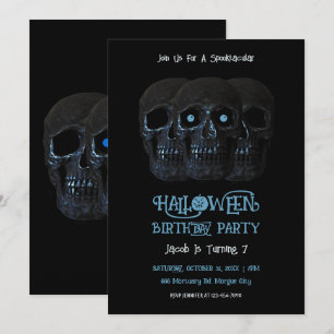 Invitación Skull Funny Gótico Black Halloween Cumpleaños
