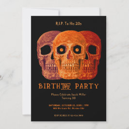Invitación Skull Funny Naranja Gothic Birthday Descansa en pa