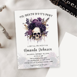 Invitación Skull Gothic Floral Halloween Bridal Shower