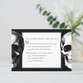 Invitación Skull Gothic Halloween Boda Reply Card