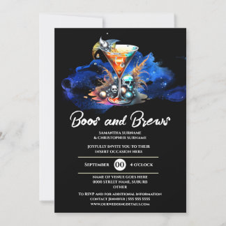 Invitación Skull martini encantado fiesta gótico de halloween