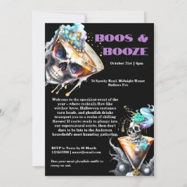 Invitación Skull martini horror feliz hora gótica Halloween