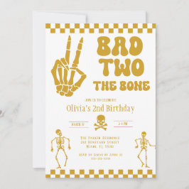 Invitación Skull Skeleton Bad to the Bone 2nd Birthday