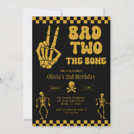 Invitación Skull Skeleton Bad to the Bone 2nd Birthday