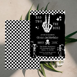 Invitación Skull Skeleton Bad to the Bone 2nd Birthday