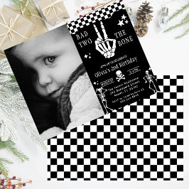 Invitación Skull Skeleton Bad to the Bone 2nd Birthday