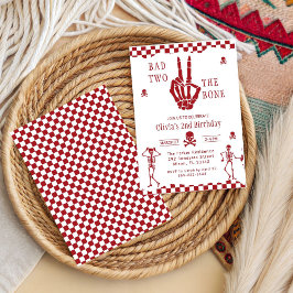 Invitación Skull Skeleton Bad to the Bone 2nd Birthday 