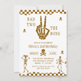 Invitación Skull Skeleton Bad to the Bone 2nd Birthday