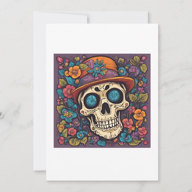 Invitación skull with flowers (Anverso)