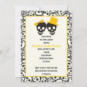Invitación Skulls boda amarillo Halloween ducha de novia