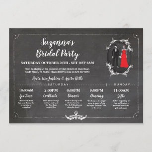 Invitación Skulls Bridal Shower Itinerary Bachelorette Chalk