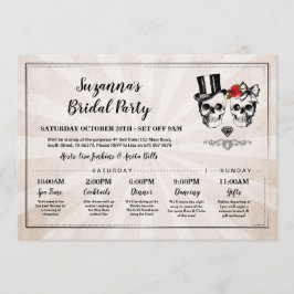 Invitación Skulls Bridal Shower Itinerary Bachelorette Rosas