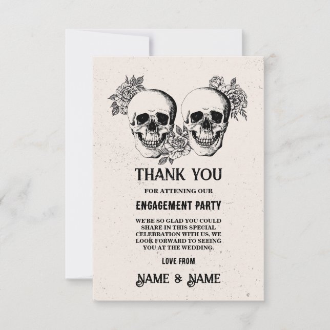 Invitación Skulls Halloween Gracias Boda Rustic Card (Anverso)