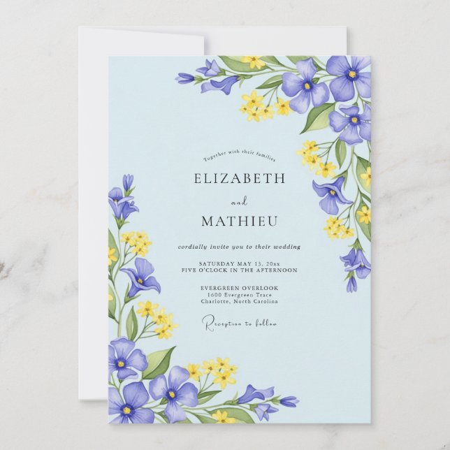 Invitación Sky Blue Airy Spring Wedding (Anverso)