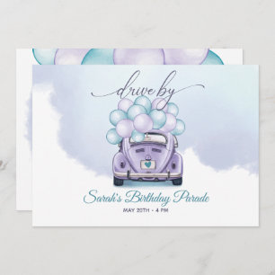 Invitación Sky Blue and Lilac Surprise Drive por Cumpleaños