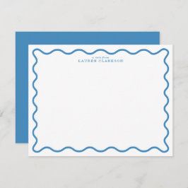 Invitación Sky Blue Modern Wavy Border Note Card