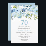 Invitación Sky Blue Watercolor Flowers 70th Birthday Party<br><div class="desc">Flores de color azul cielo 70 cumpleaños fiesta invitación Ver colección coincidente en Nicho y tienda de nidos</div>
