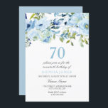 Invitación Sky Blue Watercolor Flowers 70th Birthday Party<br><div class="desc">Flores de color azul cielo 70 cumpleaños fiesta invitación Ver colección coincidente en Nicho y tienda de nidos</div>