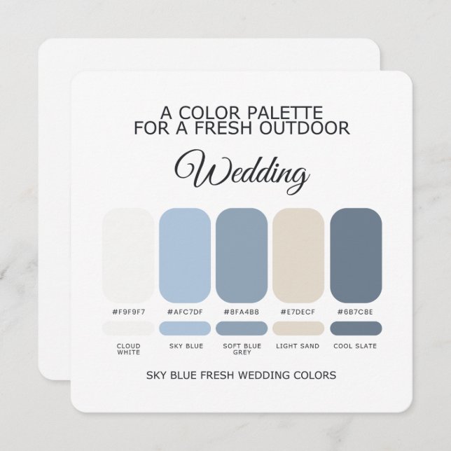 Invitación Sky Blue Wedding Color Palette Card (Anverso / Reverso)