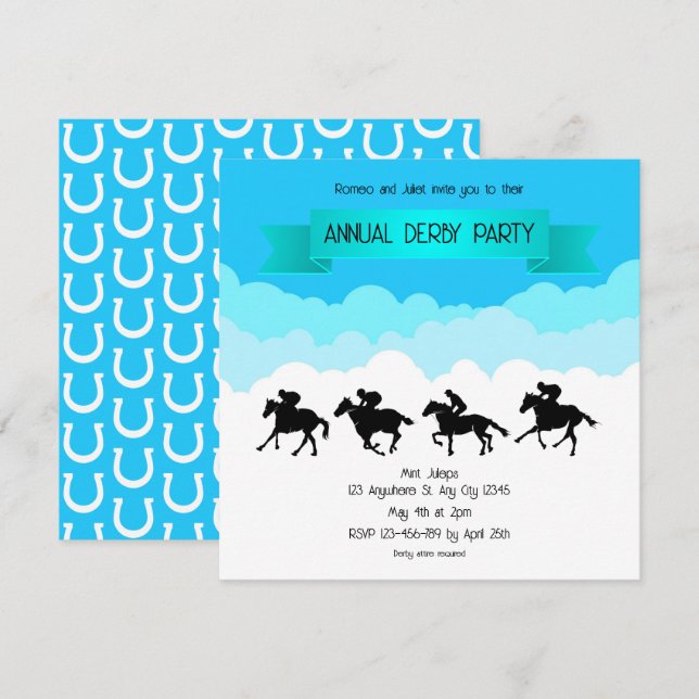 Invitación Sky High Sprints Annual Derby Party Invitation (Anverso / Reverso)