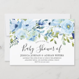 Invitación Sky Light azul acuarela Flores niño Baby Shower