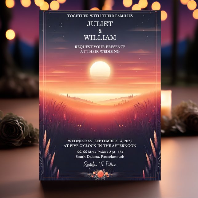 Invitación Sky Night Sunset Stars Moon Cloud Twilight Boda (Subido por el creador)