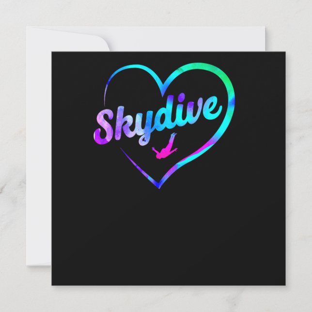 Invitación Skydiving Skydive Heart Watercolor (Anverso)