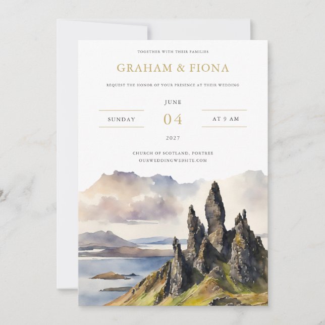 Invitación Skye Watercolor Invitation (Anverso)