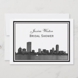 Invitación Skyline de Boston Enmendada con ducha de novia H e