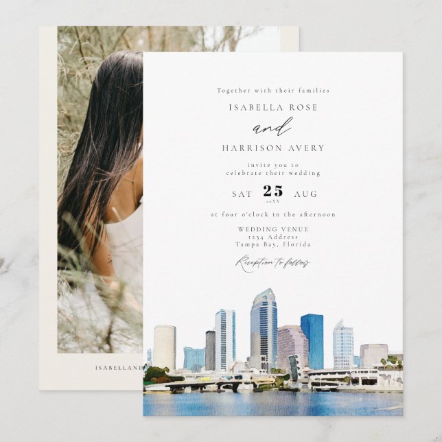 Invitación Skyline de destino de TAMPA BAY Florida (Anverso / Reverso)