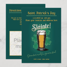 Invitación ¡Slàinte! Pinta de cerveza del Día de San Patricio