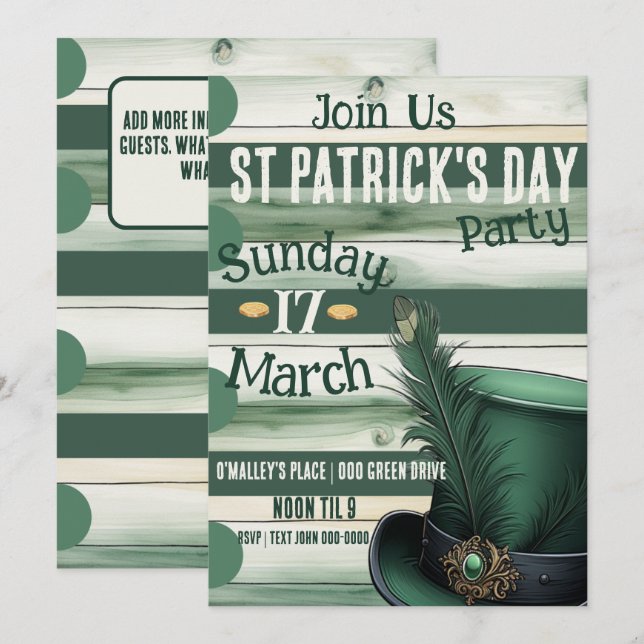 Invitación Slainte y feliz Fiesta del Día de San Patricio (Anverso / Reverso)