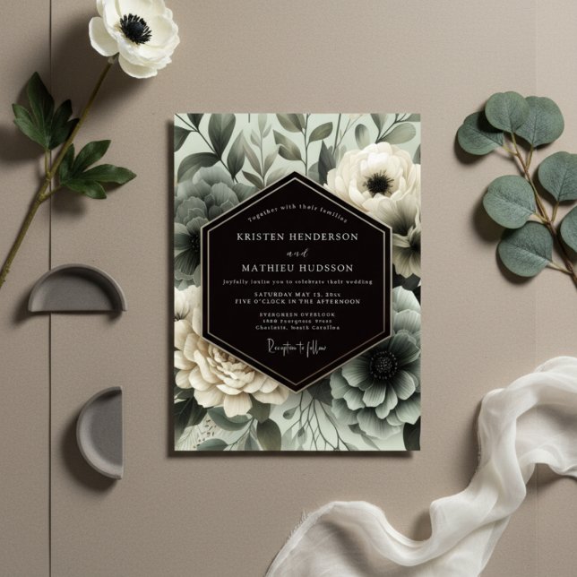 Invitación Slate Blue Floral Ethereal Wedding (Subido por el creador)